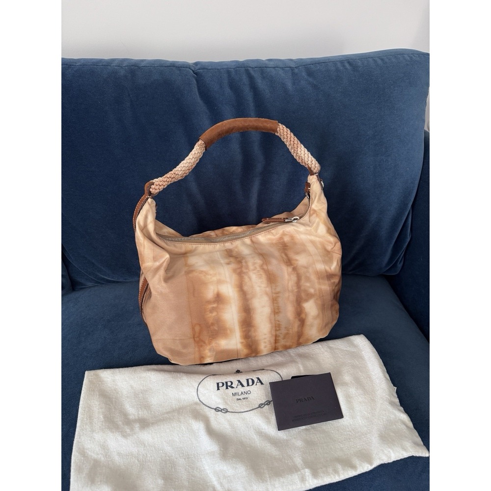 PRADA Vintage Nylon Tie Dye Knot Embellished Rope hobo Bag - Picture 3 of 10